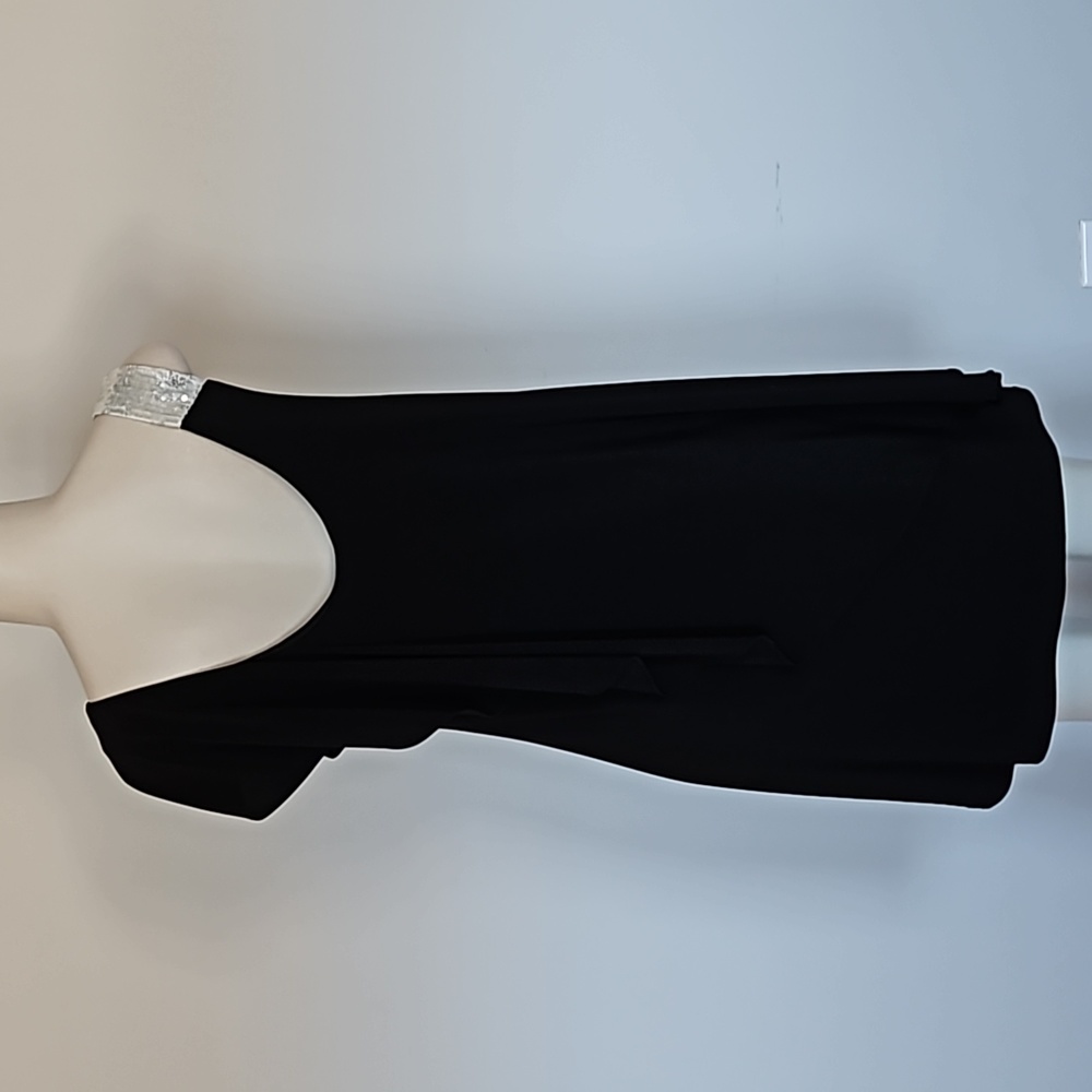 Dressbarn black sleeveless one shoulder stretchy dress-8 - Picture 5 of 9
